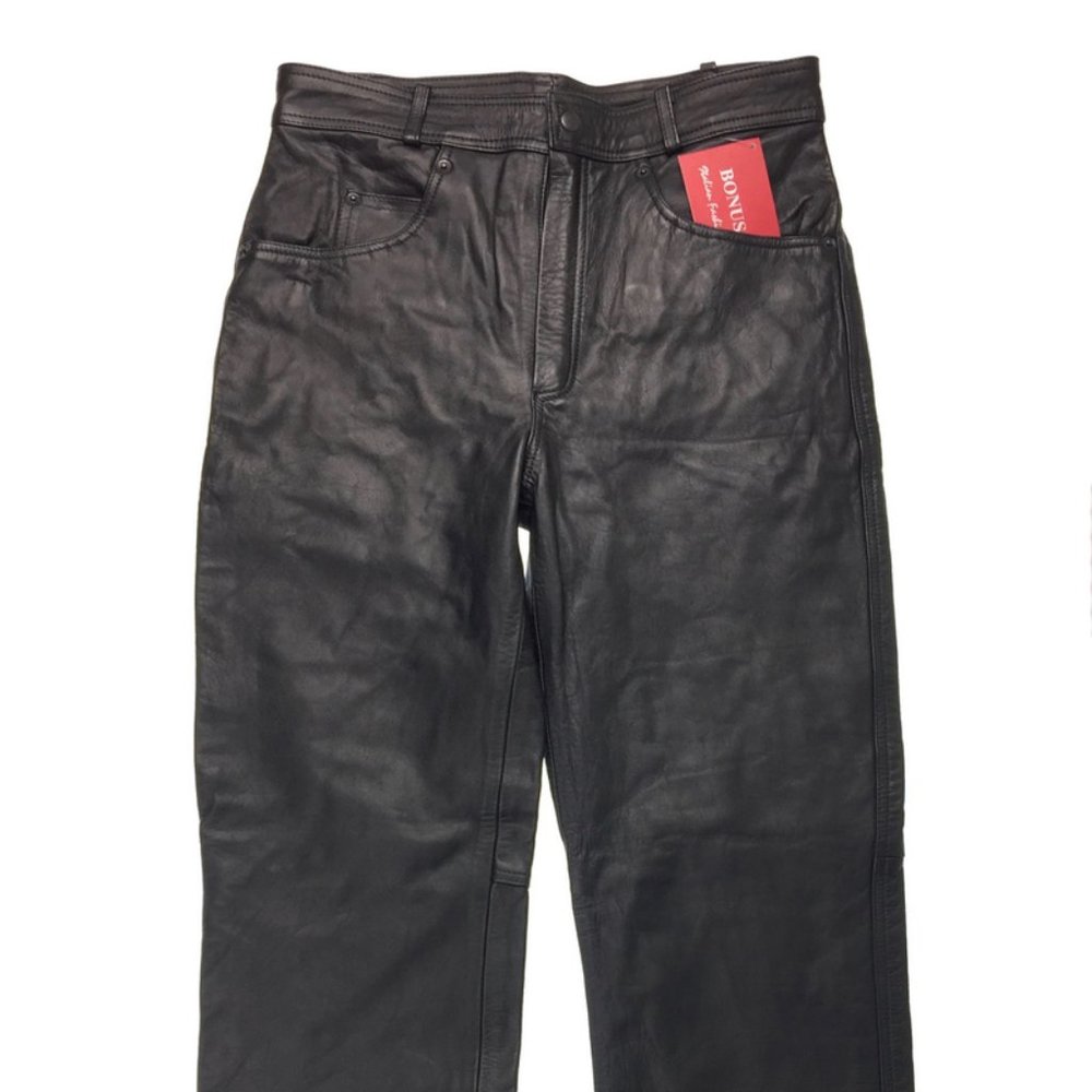 NWT BONUS Womens Black Genuine Leather Pants